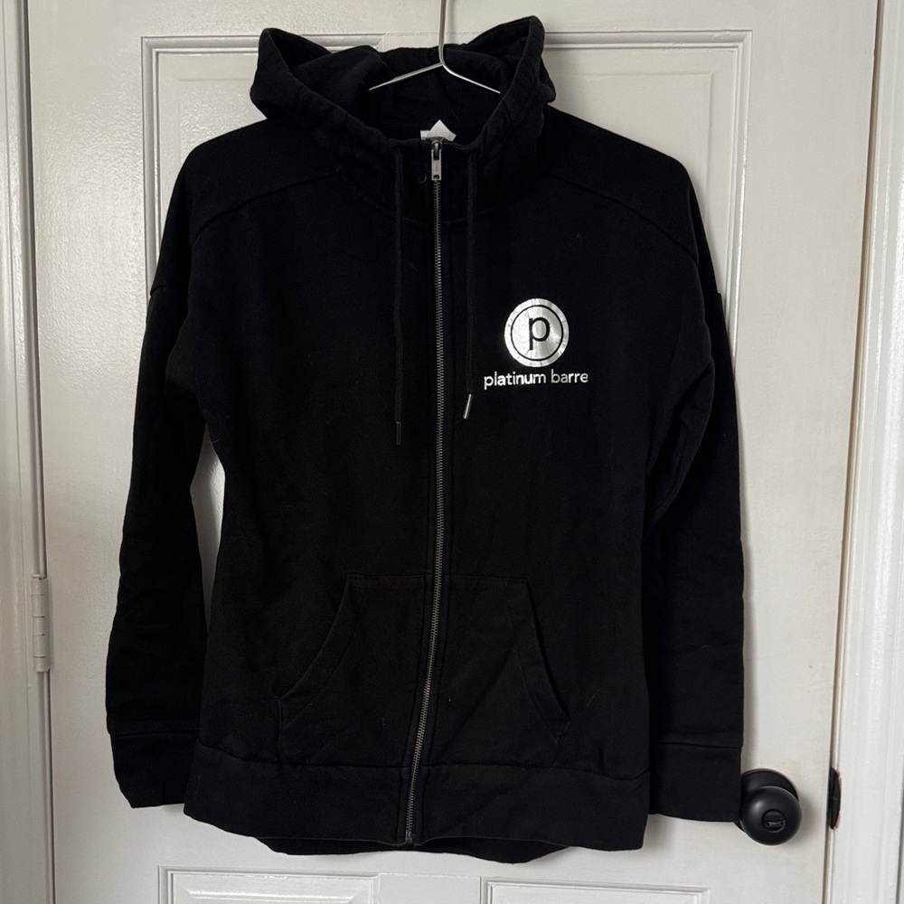 Pure Barre Black Hoodie with Platinum Barre silver logo